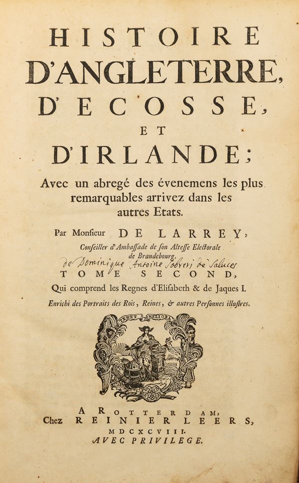 DUE VOLUMI IN FOLIO STORIA D'INGHILTERRA
