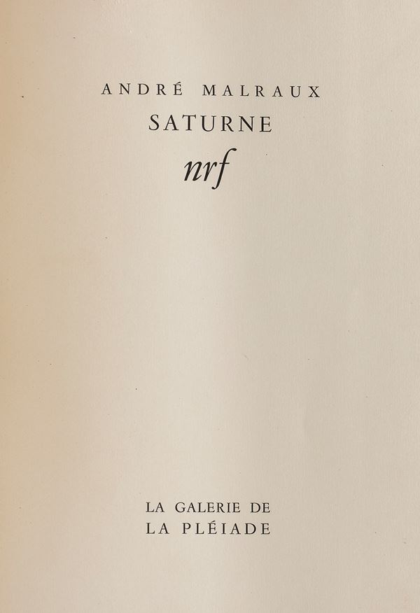 UN VOLUME SATURNE DI ANDRÈ MALRAUX