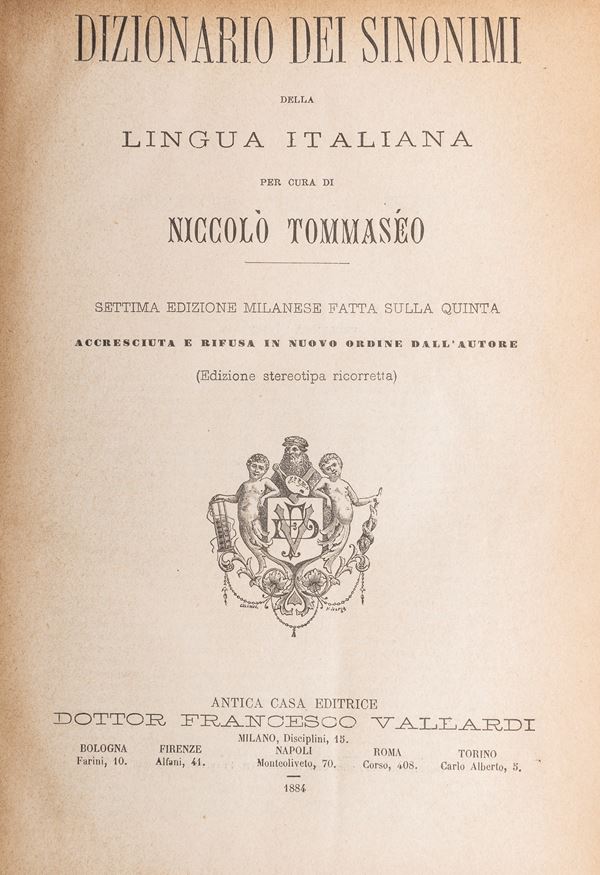 UN VOLUME SINONIMI DI NICCOLÒ TOMMASEO