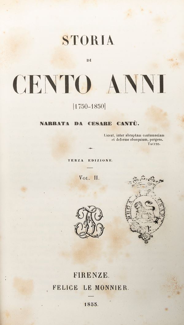 TRE VOLUMI CANTÙ STORIA DI CENTO ANNI