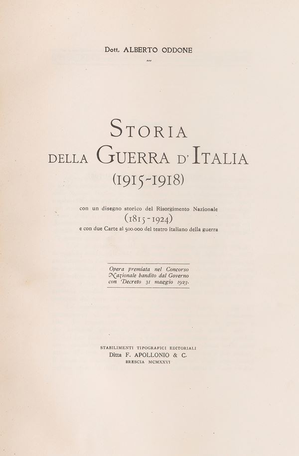 VOLUME ODDONE LA GUERRA D'ITALIA