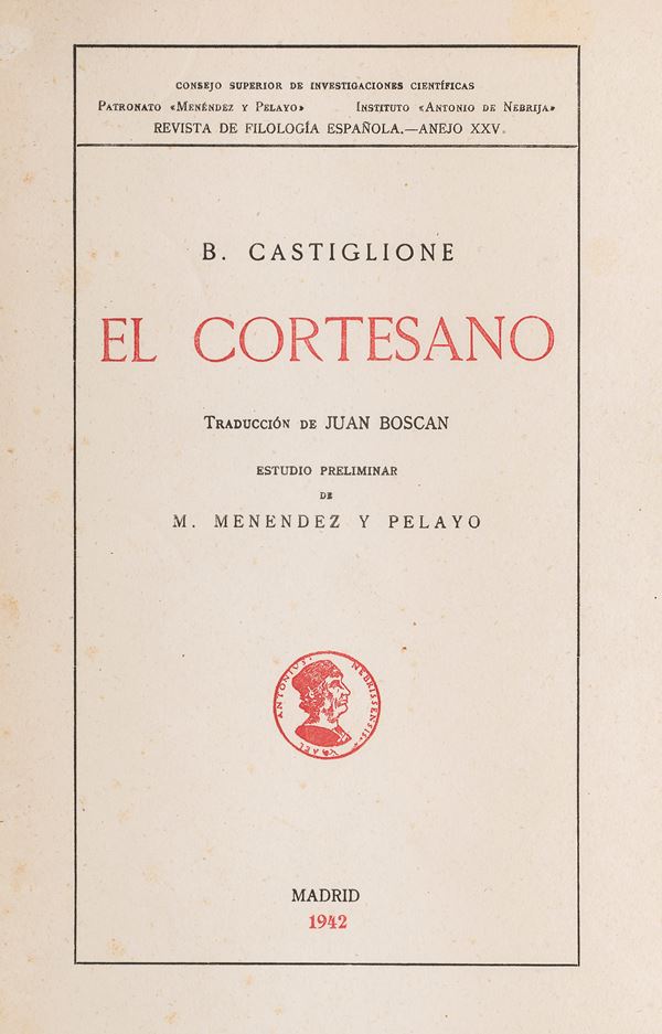 VOLUME EL CORTESANO IN BELLA LEGATURA