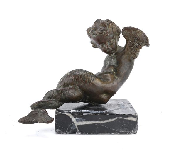 PICCOLA SCULTURA IN BRONZO DI AMORINO TRITONE