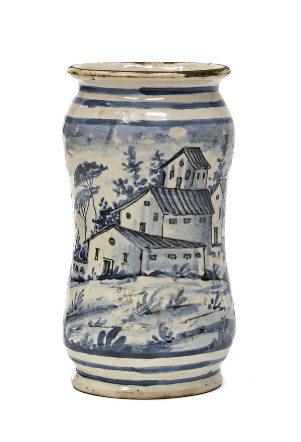 PICCOLO ALBARELLO IN MAIOLICA, SAVONA XIX SECOLO