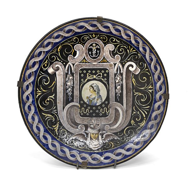 PIATTO IN MAIOLICA, OFFICINA ROMANA XIX SECOLO