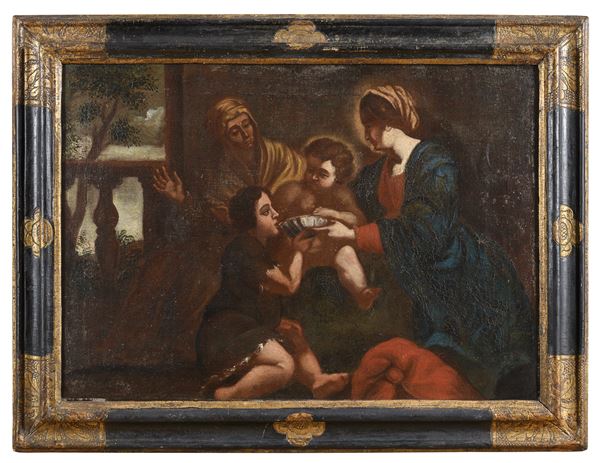 DIPINTO SACRA FAMIGLIA DI PITTORE GENOVESE DEL SEICENTO