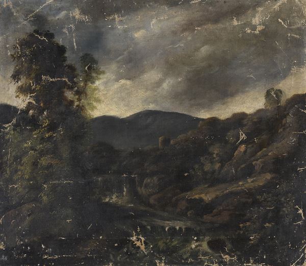 DIPINTO PAESAGGIO CON CASCATELLE