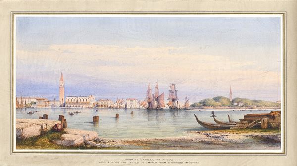 ACQUERELLO VEDUTA DI VENEZIA DI GABRIELE CARELLI