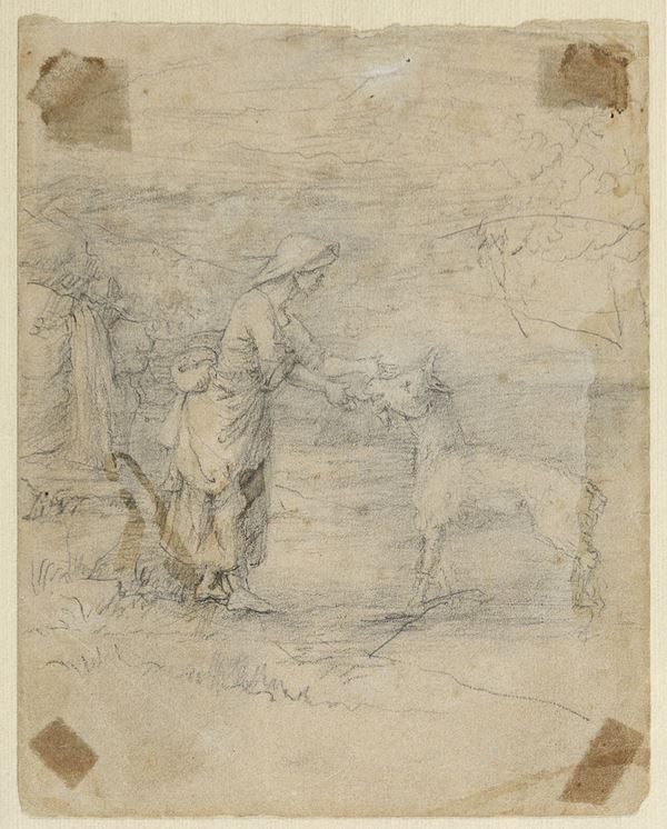 DISEGNO CONTADINELLA DI PITTORE FRANCESE