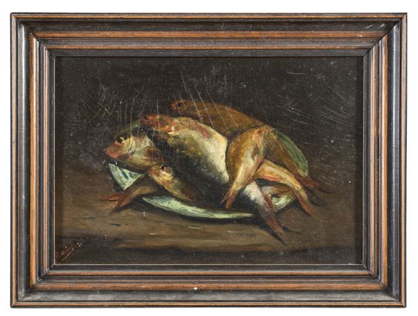 DIPINTO PESCI DEL XIX SECOLO