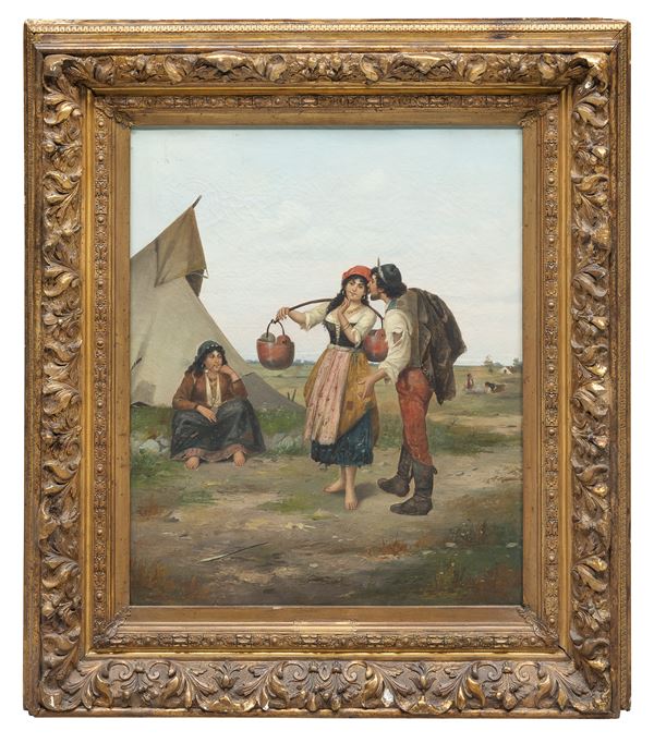 COPPIA DI DIPINTI GITANI DI PITTORE TEDESCO