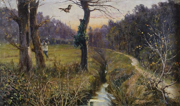 DIPINTO CACCIATORE DI DOMENICO GIACINTI