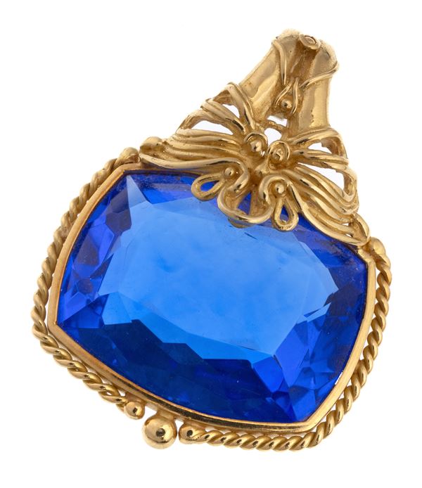 CIONDOLO CON CRISTALLO BLU