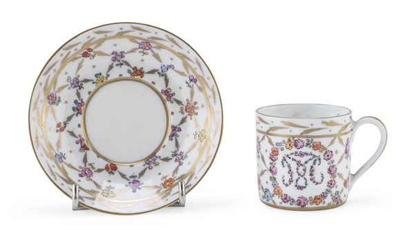 TAZZA E PIATTINO IN PORCELLANA, LIMOGES