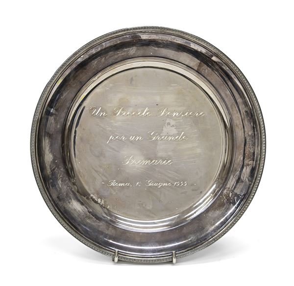 PIATTO IN ARGENTO CON AUTOGRAFI, ITALIA POST 1968
