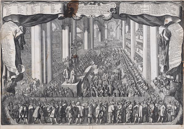 INCISIONE TRIBUNALE INQUISIZIONE, XVII SECOLO