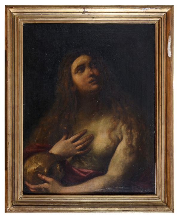 MADDALENA COL TESCHIO DI PITTORE EMILIANO DEL SEICENTO