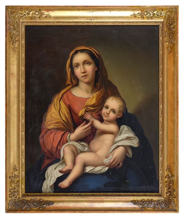 MADONNA COL BAMBINO DI PITTORE TOSCANO INIZI OTTOCENTO
