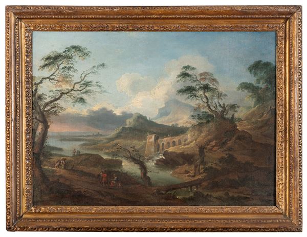 PAESAGGIO VENTOSO DI PITTORE VENETO DEL SETTECENTO