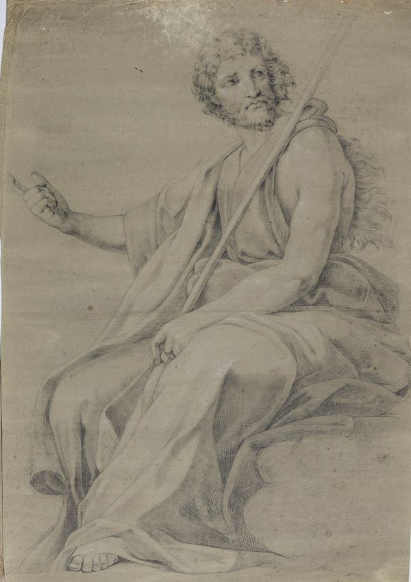 TRE DISEGNI SU CARTA CERULEA DI PITTORE EUROPEO