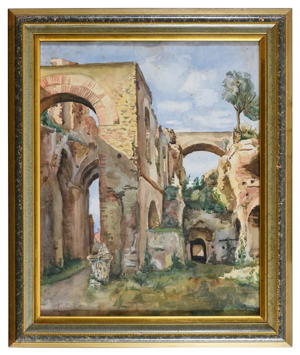 ACQUERELLO ROVINE ROMANE DI ONORATO CARLANDI