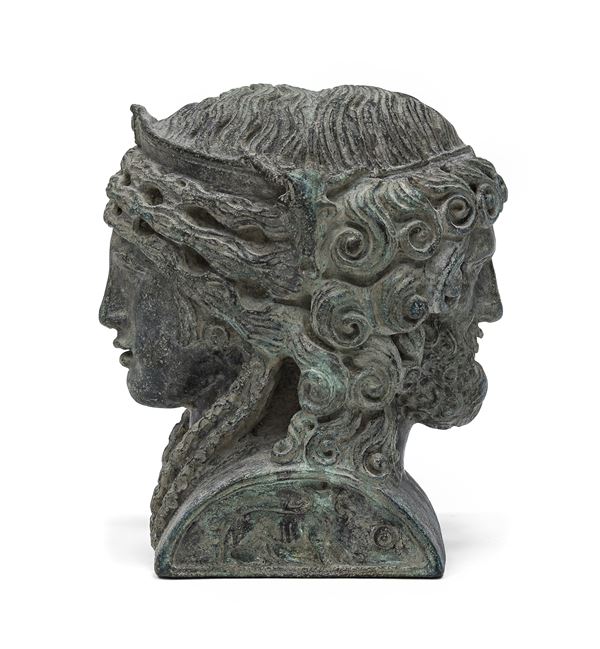 ERMA BIFRONTE IN BRONZO, FINE XIX SECOLO