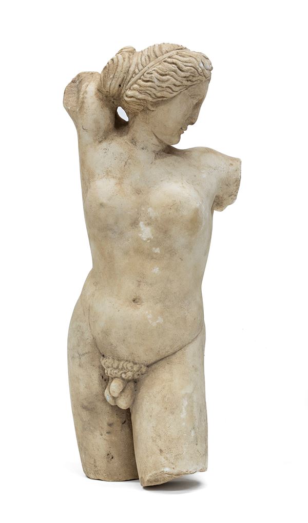 ERMAFRODITO IN MARMO BIANCO, XIX SECOLO
