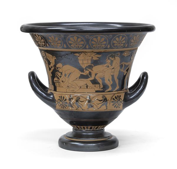 CRATERE A CALICE IN CERAMICA, STILE ARCHEOLOGICO