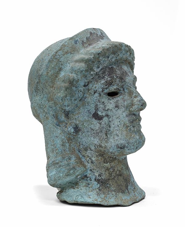 TESTA DI KOUROS IN BRONZO, FINE XIX SECOLO