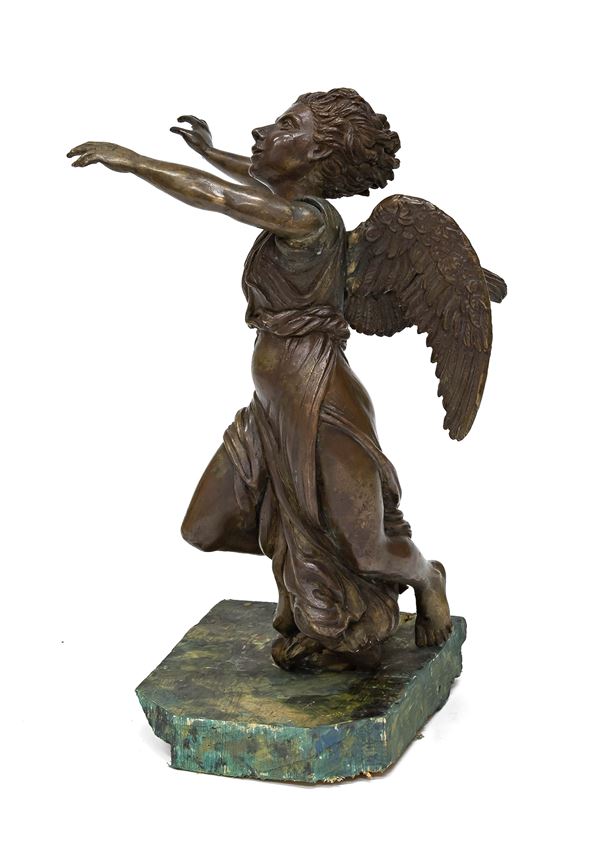 BRONZO ANGELO IN VOLO, FINE XVIII SECOLO