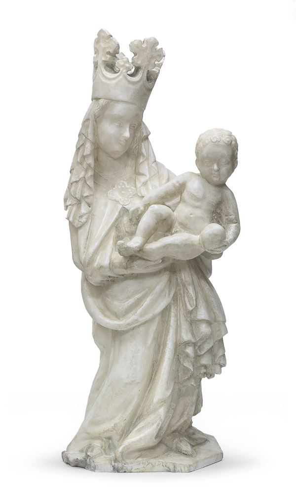 SCULTURA DELLA VERGINE COL BIMBO, FIANDRE XVI SECOLO