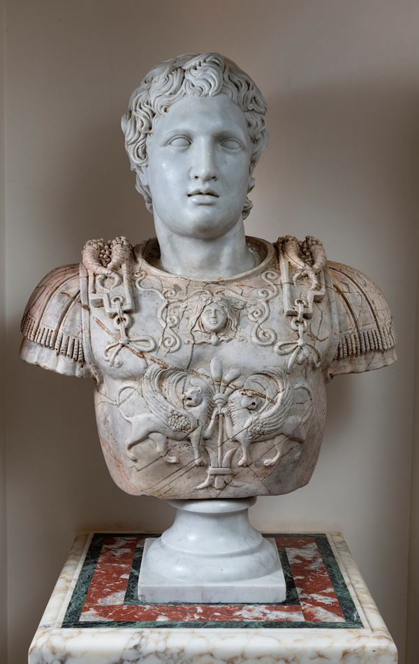 BUSTO DI ALESSANDRO IL GRANDE IN MARMI, INIZI XX SECOLO