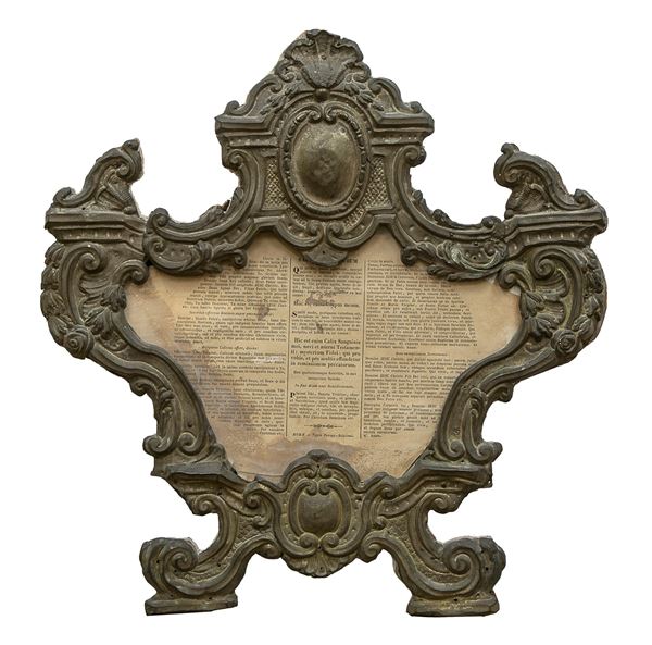 CARTAGLORIA IN METALLO ARGENTATO, XVIII SECOLO
