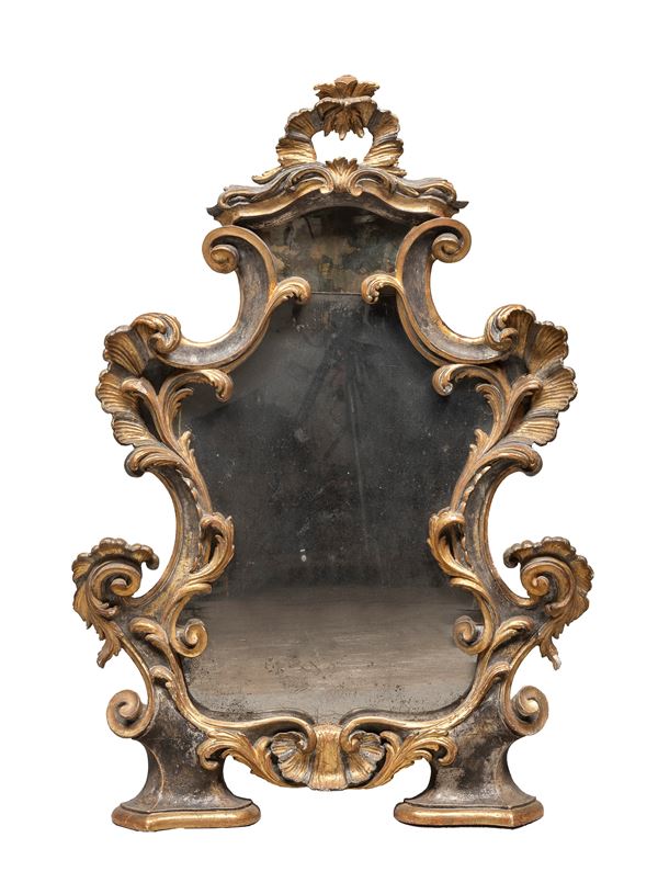 SPECCHIERA IN LEGNO LACCATO, MARCHE XVIII SECOLO
