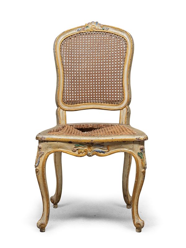 SEDIA IN LEGNO LACCATO, PERIODO LUIIGI XV