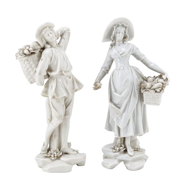 COPPIA DI SCULTURE IN PORCELLANA BIANCA, GINORI