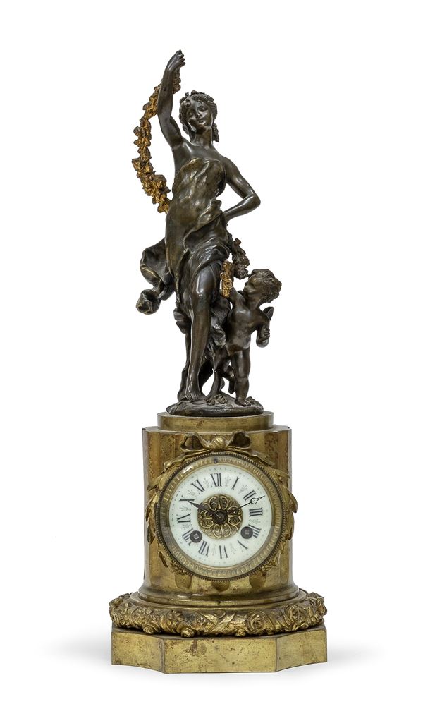 OROLOGIO DA TAVOLO IN BRONZO, FRANCIA XIX SECOLO