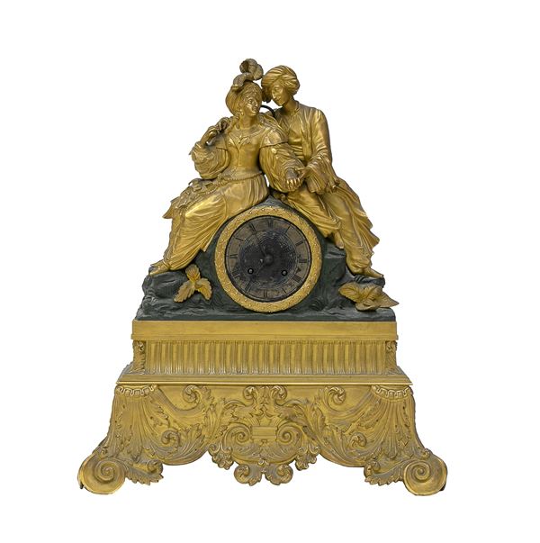 OROLOGIO DA TAVOLO IN BRONZO DORATO