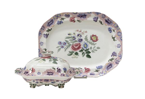 ZUPPIERA CON PIATTO IN CERAMICA, SPODE INGHILTERRA
