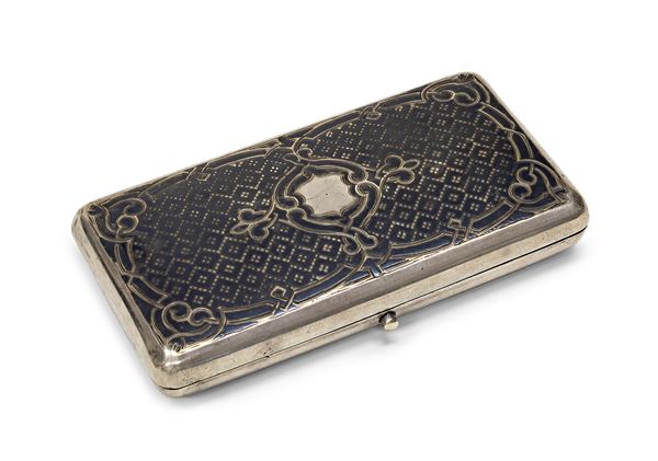PORTASIGARETTE IN ARGENTO NIELLATO, MOSCA 1866