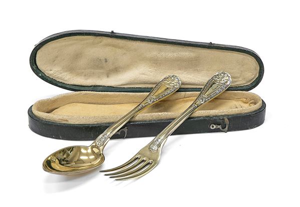 DUE POSATE IN ARGENTO DORATO, PARIGI 1798/1809