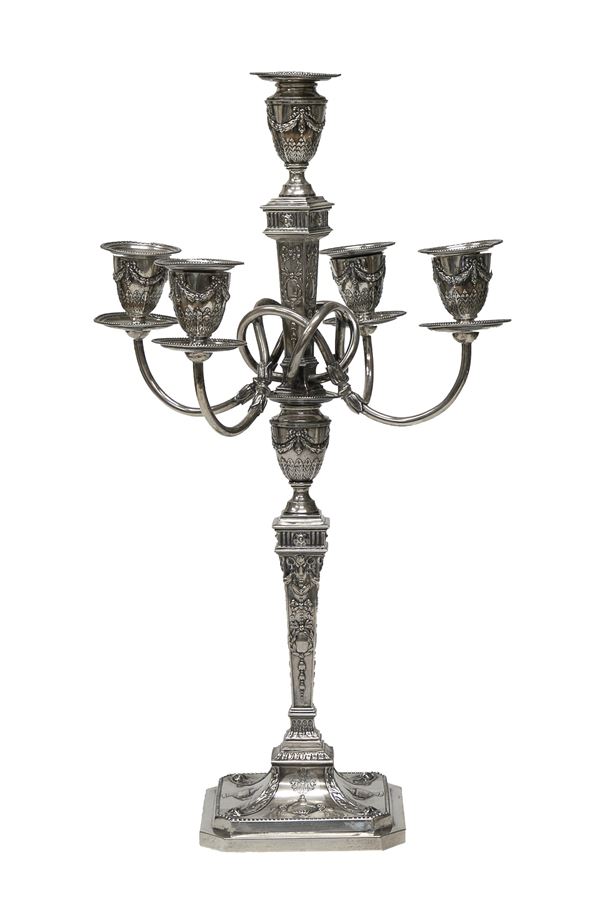 CANDELABRO IN ARGENTO, GERMANIA 1880/1890