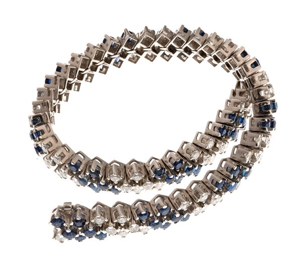BRACCIALE TENNIS CON BRILLANTI E ZAFFIRI