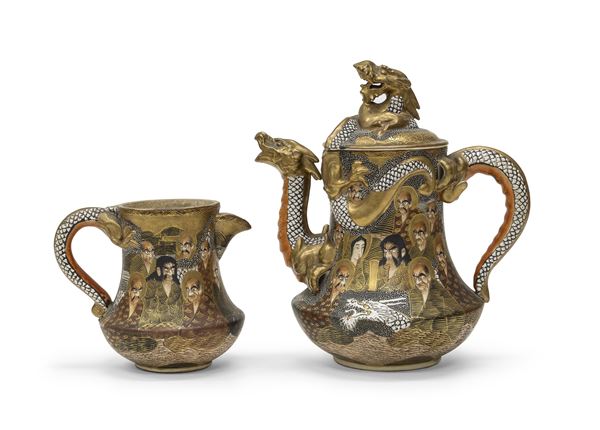 TEIERA E VERSATOIO IN CERAMICA, GIAPPONE