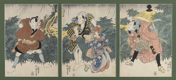 TRITTICO DI XILOGRAFIE DI UTAGAWA KUNISADA