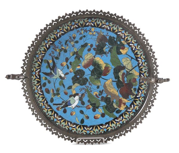 ALZATA IN METALLO A SMALTI CLOISONNÈ, CINA