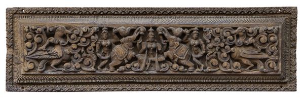 BASSORILIEVO IN LEGNO, INDIA XX SECOLO