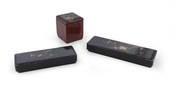 TRE SCATOLE IN LEGNO LACCATO, GIAPPONE