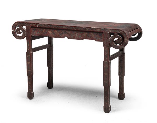 TAVOLO IN LEGNO LACCATO, CINA XIX SECOLO