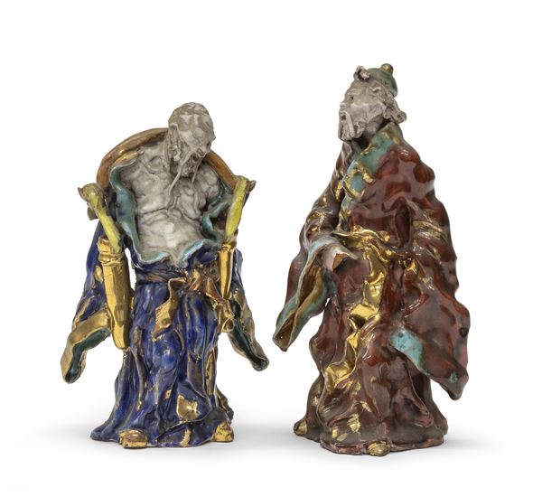 COPPIA DI SCULTURE IN CERAMICA, GIAPPONE